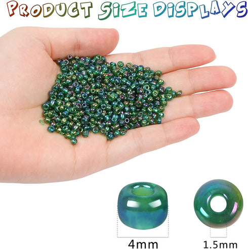 2200pcs Glass Seed Beads Bulk, 4mm 6/0 Pony Beads Bulk for Jewelry Making Mini Spacer Beads Loose Beads Craft Small Glass Seed Beads for DIY Brace...