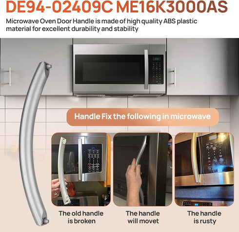 ME16K3000AS Microwave Oven Door Handle Replacement for Samsung Microwaves Parts Model DE94-02409C SMH1611SE 12-1/8 inch...