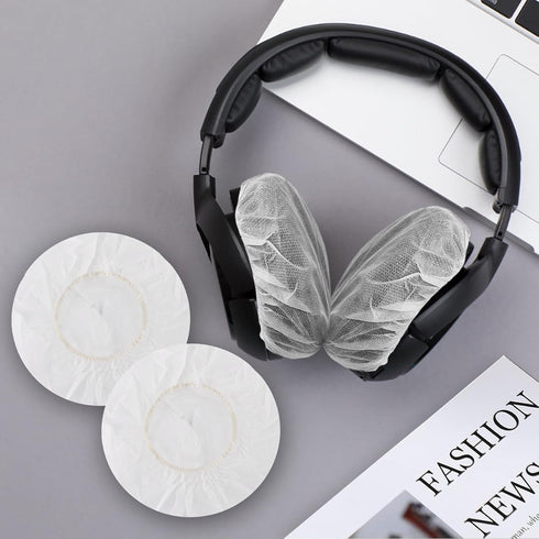 100Pcs White Non-Woven Sanitary Headphone Ear Cover, Disposable Super Stretch Covers Washable, for Most On Ear Headphones Earpads (6.5 cm/ 2.6 Inc...