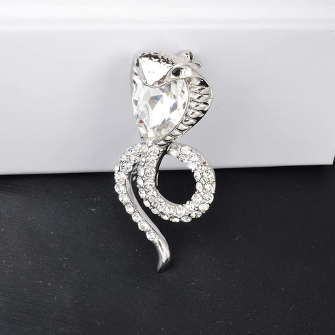 Vintage Enamel Crystal Cobra Snake Brooch Pins Reptile Animal Python Antique Breastpin Costume Jewelry for Women Men...