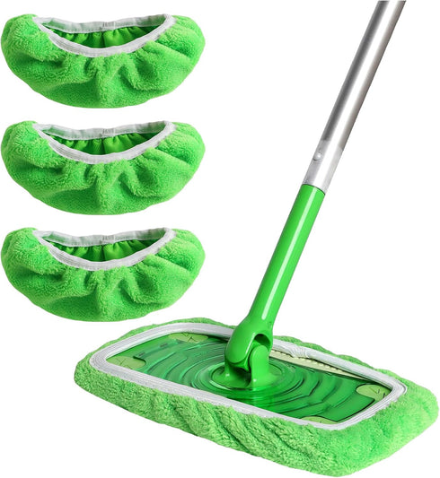 Reusable 100% Chenille Mop Pads Compatible with Swiffer Sweeper Mop, Wet and Dry Flat mop Cover, 3 Pack Washable Mop Pads for Surface/Hardwood Flo...