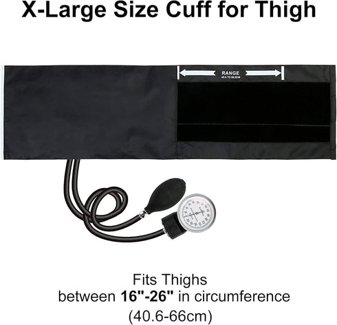 Aneroid Sphygmomanometer by LotFancy, X -Large Thigh BP Cuff(16-26in), Professional Manual Blood Pressure Monitor, Black Adult Cuff and Carrying C...