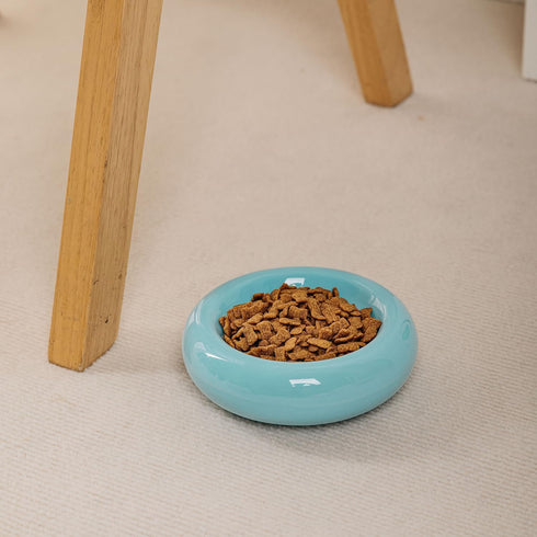 6.1 Inch Cat Bowls, 7 oz Ceramic Cat Food Bowl, Whisker Fatigue Relief Cat Bowl, Anti-Vomiting, Protect Spine, Perfect for Indoor Cats?Blue?...