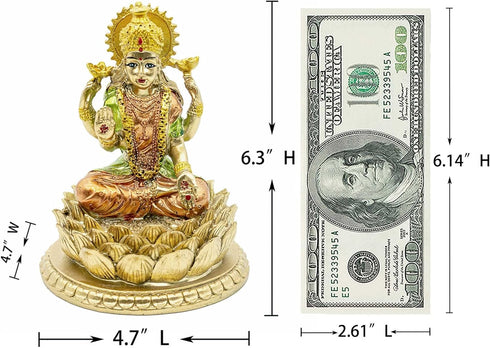 BangBangDa Hindu Goddess Lord Laxmi Statue - Lakshmi Statue Indian God Home Office Temple Mandir Puja Items India Idol Figurine Murti Pooja Diwali...
