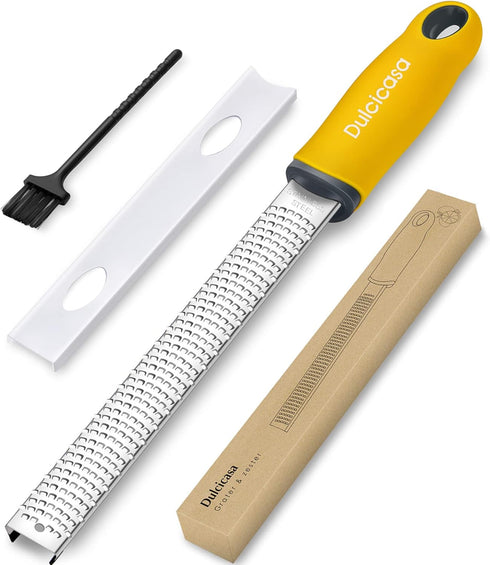 Professional Stainless Steel Lemon Zester & Grater - Premium Kitchen Tool for Cheese, Garlic, Ginger, Chocolate, Vegetables & Fruits | Dishwasher ...