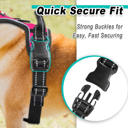 BARKBAY No Pull Pet Harness Dog Harness Adjustable Outdoor Pet Vest 3M Reflective Oxford Material Vest for PINK Dogs Easy Control for Small Medium...