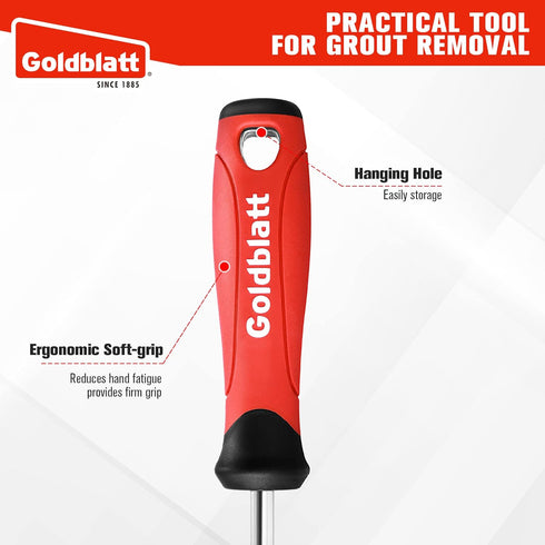Goldblatt Grout Removal Tool with Replacement Carbide Tip - Professional Grout Cleaner, Caulking Remover, Scraper with Soft-Grip Handle, for Clean...