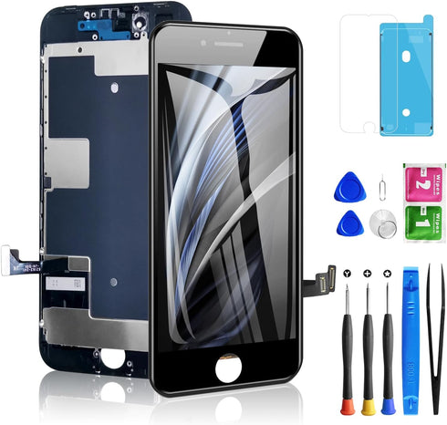 for iPhone 8/ SE 2020 2nd Generation Screen Replacement Black, LCD Touch Screen Digitizer with Repair Tools for A2275, A2298, A2296 with Waterproo...