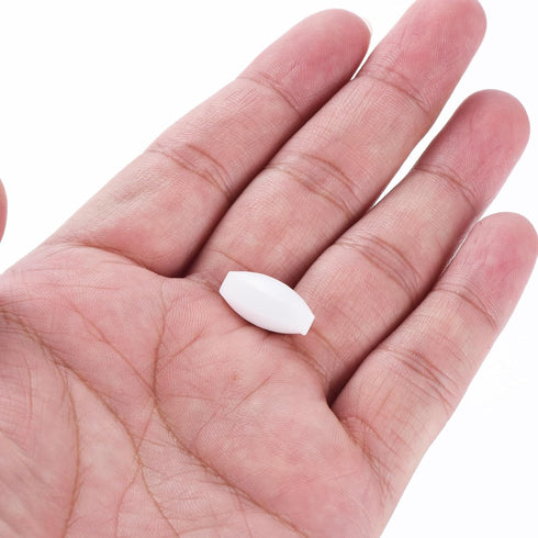 MECCANIXITY Magnetic Stirrer Mixer Stir Bar Rod 20mm(0.79") x8mm Olive Shape PTFE Coating Magnet White for Laboratory 10Pcs...