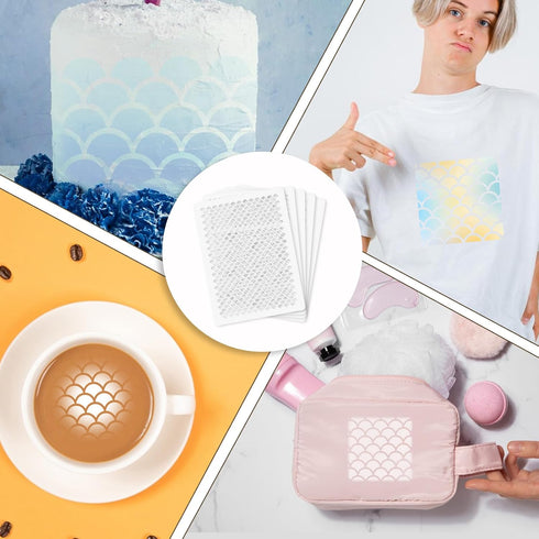 5Pcs Fish Scale Stencil, Face Painting Stencils Stencils Reusable Stencil Templates DIY Art Painting Templates for Make-up Stencils, Painting, Cra...