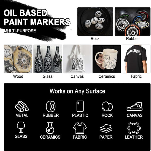 4 Count Dual Tip Oil Based White Black Paint Markers Paint Pens(0.7mm & 3mm), Permanent Paint Marker, Waterproof, Quick Dry, for Rock Painting, Wo...