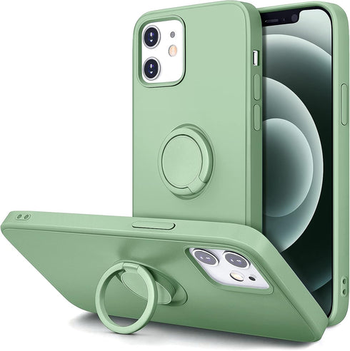 Hython Case for iPhone 12 Case & iPhone 12 Pro Case with Ring Stand, 360° Rotatable Ring Holder Magnetic Kickstand, Shockproof Rubber Protective P...