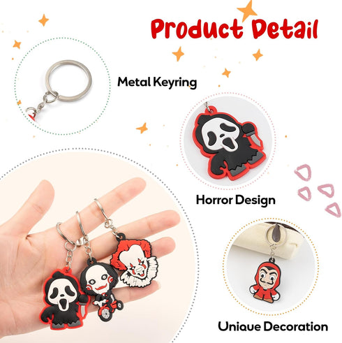 20pcs Horror Keychain, Silicone Keyring Key Chain, Key Accessories for Kid Boy Girl Party Favors Gift...
