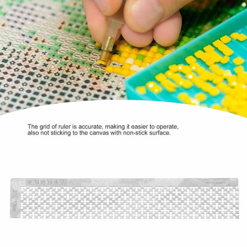 Zerodis Rhinestone Painting Ruler, Stainless Steel Mesh Ruler Blank Grids Point Drill Pen Ruler for 5D DIY Paintings Supplies(#3)...