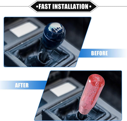 Gear Shift Knob Stick, 15cm Faux Crystal Transparent Bubble Gear Shifter Universal for Manual Transmission Vehicle Durable Acrylic Pink with Adapt...