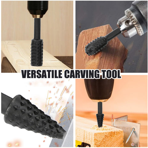 Rotary Drill Bits Set Wood Carving File Rasp Drill Bit of 5Pcs, 1/4" 6mm Shank Tool Power Tools Woodworking Chisel Shaped Rotating Embossed Grindi...