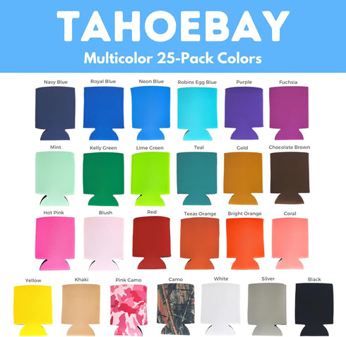 TahoeBay Neoprene Can Coolers (25-Pack) Standard 12 Ounce Cans Blank Beer Sleeves (Multicolor)...