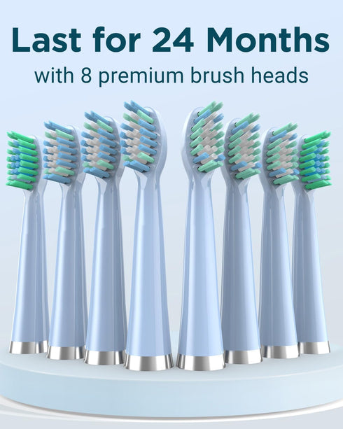 Rtauys M5 Rechargeable Sonic Electric Toothbrush for Adults - Power Electric Toothbrush with 8 Brush Heads, Travel Case, Teeh Whitening.3 Hours Ch...