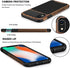 TENDLIN Compatible with iPhone XR Case Wood Grain with Carbon Fiber Texture Design Leather Hybrid Slim Case Compatible with iPhone XR (Carbon & Le...