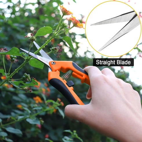 Wevove Pruning Shears, Garden Shears,6.5 Inch Gardening Scissors Hand Pruner with Straight Precision Stainless Steel Blades 1Pack(Orange)...