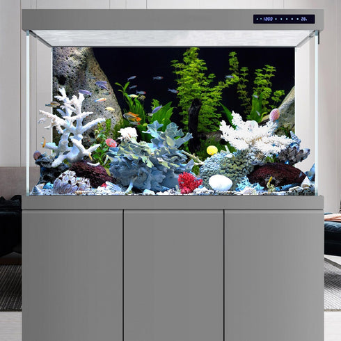 AWERT Vinyl Underwater Aquatic Plant Fish Tank Background Stone River Bed & Lake Aquarium Background 36x24 inches...