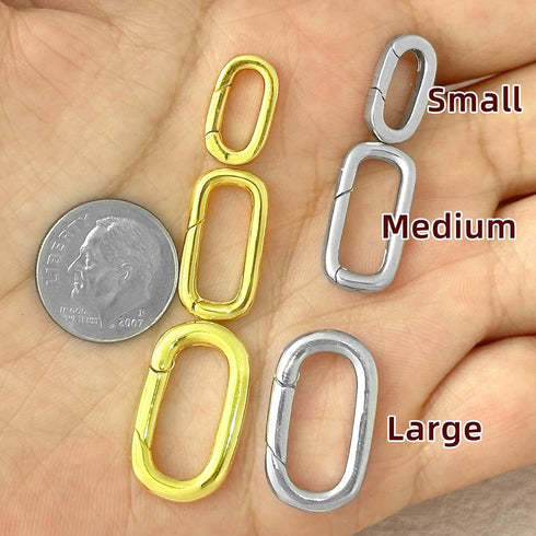 10Pcs Oval Clasp Carabiner Necklace Clasps and Closures Spring Ring Clasp Pearl Necklace Enhancer Connector for Jewelry Finding Necklace Bracelet ...
