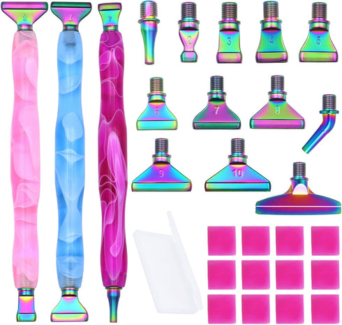 ZYNERY 27 PCS Diamond Painting Pens Kit, 12 PCS Metal Screw Thread Tips Stainless Steel Tips with 12 Clay, Diamond Art Pens 5D Diamond Painting To...