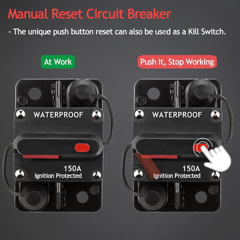 3 Pack Car Audio 150 Amp Resettable Fuse Circuit Breaker Car Protect for Audio System Fuse 12-48V DC for Car Audio Amps Overload Protection Fuse...