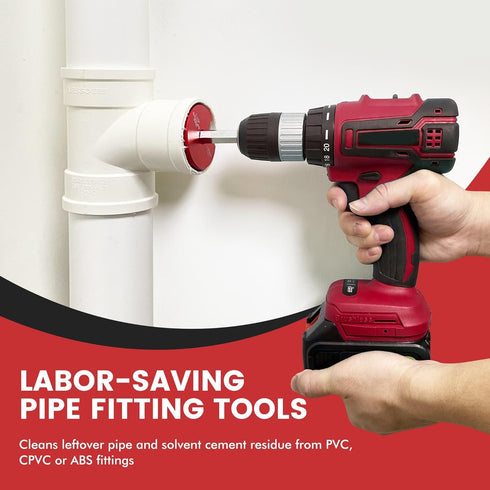 PVC Fitting Saver with 1-½-Inch Head Aluminum, PVC Pipe Reamer, PVC Socket Saver with 3/8" Hex Shaft, For Water Lines, Drain Lines, Vent Lines...