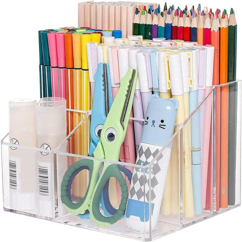 Yesesion Clear Pen Holder, Pen Organizer for Desk, Pencil Cup for Home Office, School Supplies, Art Stationery, Desktop Storage and Accessorizes f...