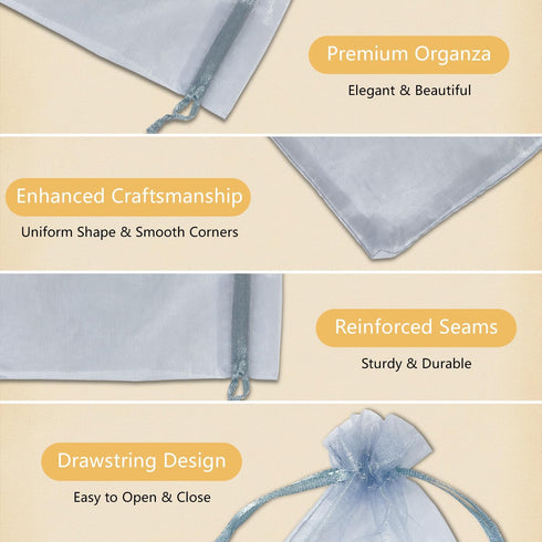 100pcs 4x6 Inches Drawstrings Organza Gift Candy Bags Wedding Favors Bags (Gray)...
