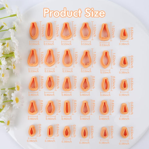 Puocaon Petal Polymer Clay Cutters - 30 Pcs Clay Cutters for Polymer Clay Jewelry, Mini Flower Petal Clay Cutters for Polymer Clay Earrings Making...