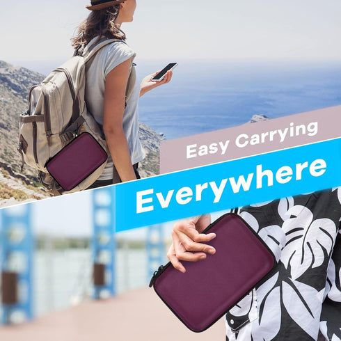 GLCON Deep Purple Carrying Case Hard Storage Case Electronics Organizer Tech Pouch for Hard Drive, Power Bank, Cell Phone, Charger Enclosure - Por...