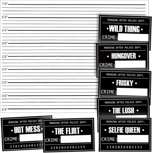 BLUE PANDA 25 Pack Bachelorette Mugshot Signs w/Height Chart - Bachelorette Backdrop for Wedding, Birthday, Jail Party Decorations, Halloween & Cr...