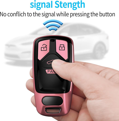 Tukellen for Audi Key Fob Cover with Keychain, Special Soft TPU Key Case Cover Protector Compatible with Audi A4 Q7 Q5 TT A3 A6 SQ5 SQ7 R8 S5 Smar...