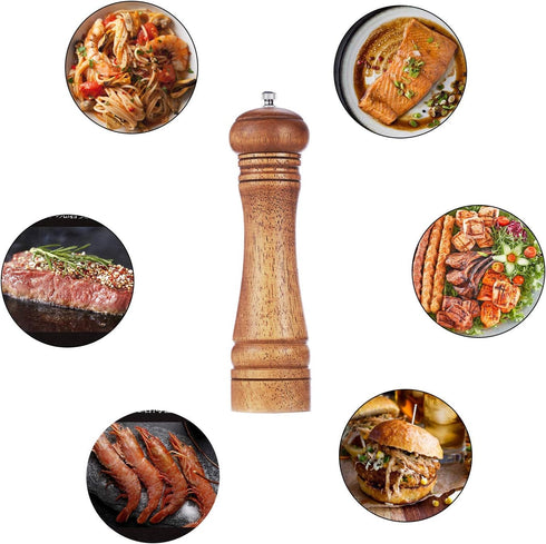 Gulex® Wood Pepper Grinder Pepper Mill,Adjustable Coarseness 8 Inch Wooden Peppermill, Ceramic Grinding Mechanism Salt Mill Refillable (1 pack)...