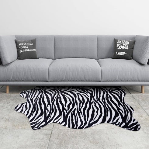 Zebra Print Rug,3.6x2.5 Feet Faux Animal Print Rug Cute Area Rug Fun Western Room Decor Zebra Rugs for Living Room Bedroom Non-Slip (43 inches x 2...