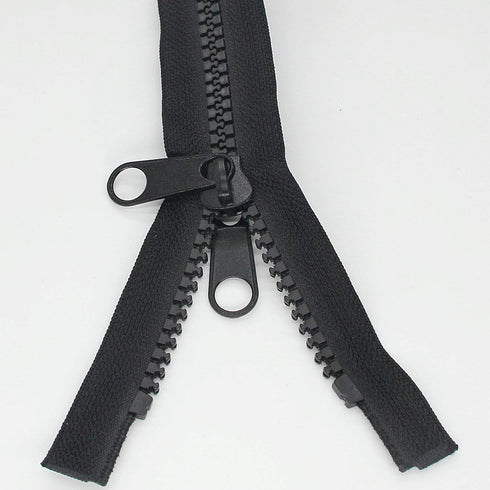 Leekayer 2PCS #10 84 cm Heavy Duty Zippers for Sewing Separating Large Plastic Zippers Black Tape with Double Pull Tab Slider, Sleeping Bag, Boat,...