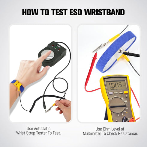 Anti Static Wrist Strap, 7.5" ESD Wristband Adjustable Grounding Bracelet, 10‘ Extendable Long Coil Cable with Alligator Clip, Fits Wrist Circumfe...