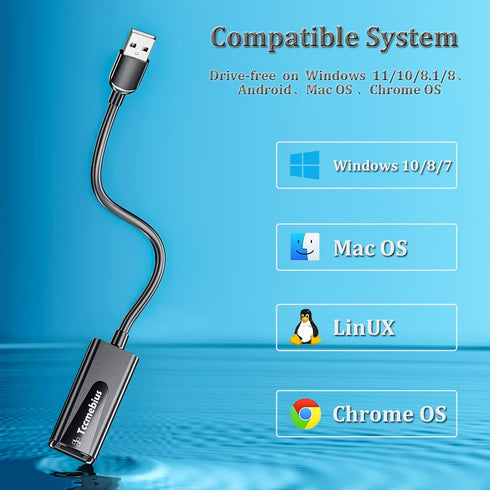 USB Ethernet Adapter, USB 2.0 to 10/100 Ethernet LAN Network Wired Adapter for MacBook, Surface Pro, Notebook PC, Compatible with Windows7/8/10, M...