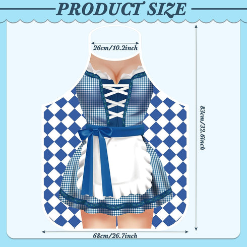 Hillban 2 Pcs Oktoberfest Mardi Gras Apron Couples Cooking Aprons German Party Costume for BBQ Baking Chef Kitchen Gifts (Fresh Style)...
