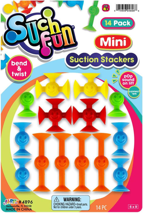 JA-RU Such Fun Mini Suction Stackers (1 Pack, 14 Units per Pack) Fun Connect Suction Cup Suckers. Kids Shower Bath Toys. STEM Educational Learning...