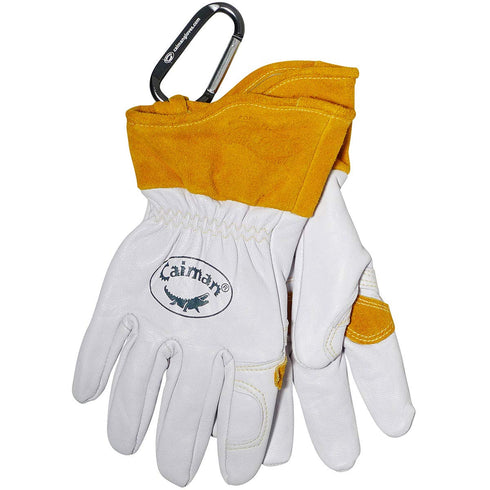 Caiman Premium Goat Grain TIG/MIG Welding Gloves, Wool Insulated Back, Scalloped Cuff, Boarhide Palm, White/Gold, Medium (1871-4)...