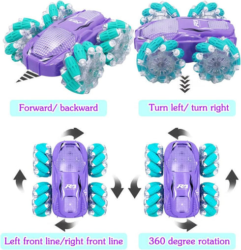 Remote Control Car,RC Stunt Cars Toy 360°Rotating Flips Racing Kids All Terrains Drift Cars with LED Controller,4WD 2.4GHz Double Side Monster Tru...