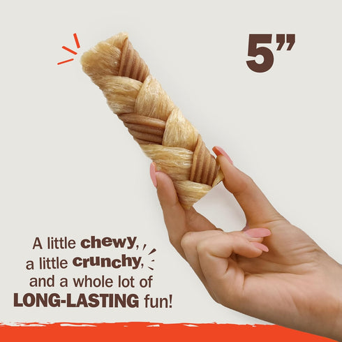 Cadet Chewalicious Chewy 'N Crunchy Braid Dog Treats, Limited Ingredient Rawhide-Free Dog Chews, Long-Lasting Made with Real Chicken, 3 Count (Pac...