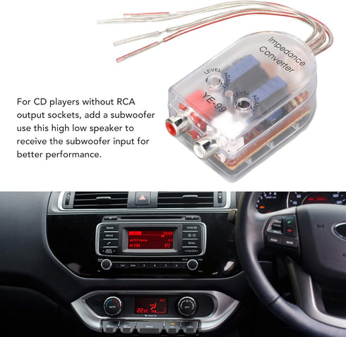 Car Speaker High to Low Converter, Wire Output Plug and Play for CD VCD DVD Player, Audio Adapter Speaker Output to Line Control, Long Service Lif...