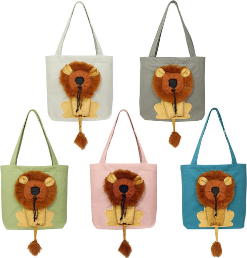 Lion-Shaped Show Head Pet Canvas Shaped Shoulder Bag?Pet Out Bag, Outcrop, Pet Out Shoulder Bag. (Dark grey-Large)...