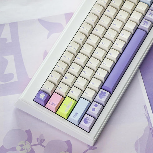 Hyekit PBT Keycaps - Cherry Profile Custom Keycaps, 144 Keys, Dye-Sublimation, Orchid Plant Theme Keyboard Keycap Set for Mechanical Keyboard, Key...