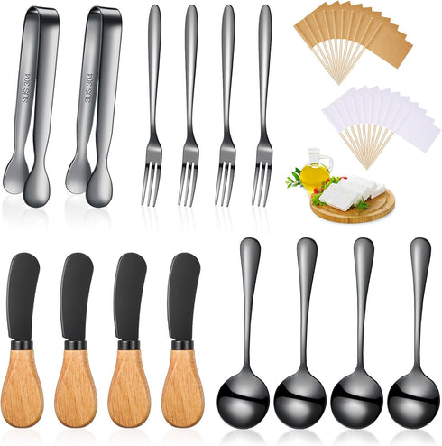 Cheese Butter Spreader Knives Set Charcuterie Accessories Stainless Steel Spreader Knives with Wooden Handles Charcuterie Boards Utensils Mini Ser...