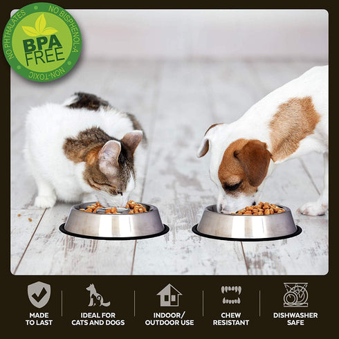 Iconic Pet Set of 2 Stainless Steel Anti-Skid Slow Feed Bowls for Small Dogs (12 oz) - Ideal for Food and Water, Durable Design with Raised Center...